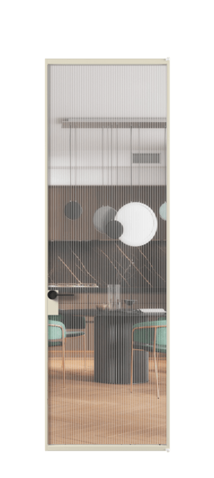 Алюминиевая дверь АЛПЛ040.01 Алюминий бежево-серый Рифлёное стекло "Moru", триплекс Цена 125570  | Volhovec