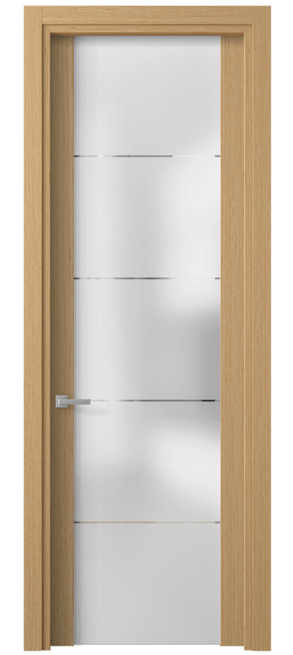Межкомнатная дверь Planum 4114 Дуб песочный рифт Сатинированное стекло с гравировкой «КВАДРО», триплекс Цена 58799 ₽ | Volhovec