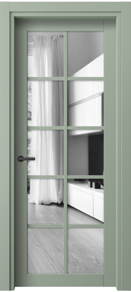 Межкомнатная дверь Neo// 2106 ПЭТ светло-оливковый Двустороннее зеркало, триплекс Цена 35699 ₽ | Volhovec