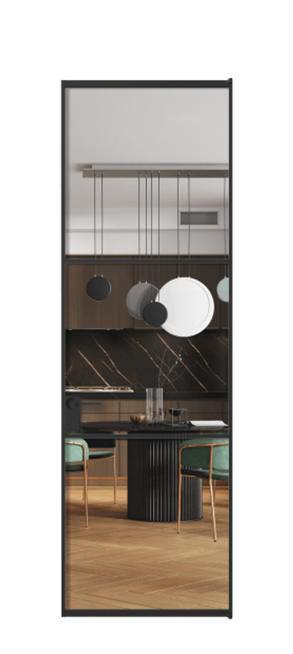 Алюминиевая дверь АЛПЛ040.03 Алюминий Черный Прозрачное стекло "Crystal Vision", калёное Цена 138890  | Volhovec