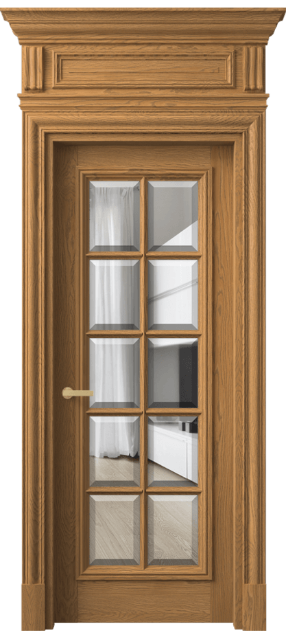 Межкомнатная дверь Antique 7310 Дуб солнечный матовый Прозрачное стекло с фацетом Цена 278869 ₽ | Volhovec