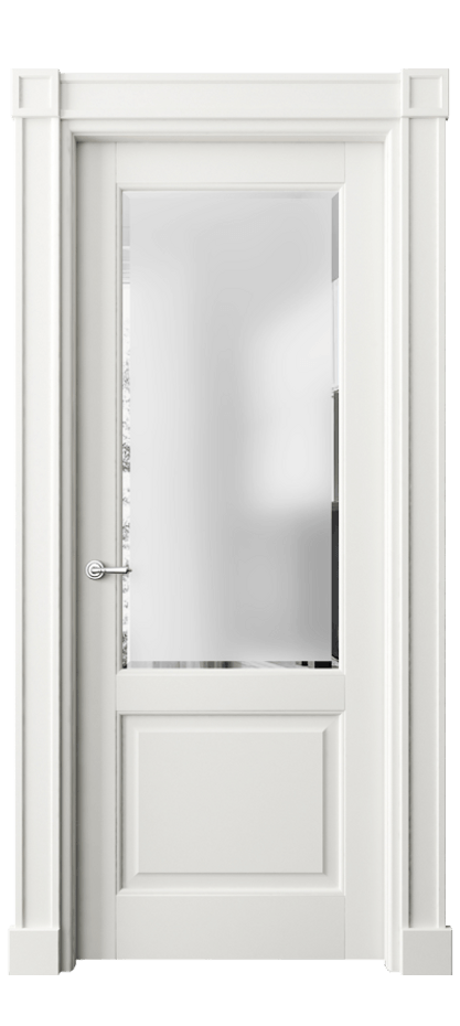 Межкомнатная дверь Toscana Plano 6302 Бук серый Сатинированное стекло с фацетом Цена 124479 ₽ | Volhovec