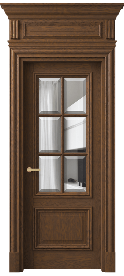 Межкомнатная дверь Antique 7312 Дуб каштановый матовый Прозрачное стекло с фацетом Цена 14540 AZE | Volhovec