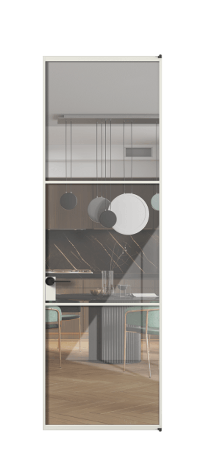 Алюминиевая дверь АЛПЛ040.03 Алюминий серый Рефлективное прозрачное стекло "Stopsol", калёное Цена 151770  | Volhovec