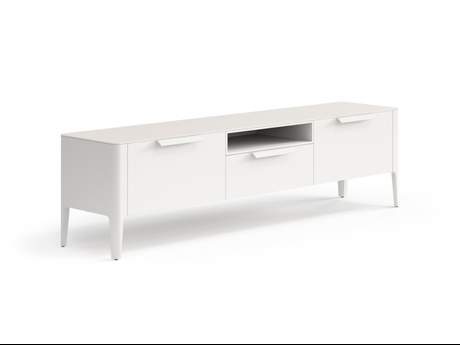 Мебель ТВ тумба Piega. Цвет Матовый тёплый серый. Материал Гладкая эмаль. Коллекция ТВ тумба Piega. Картинка.