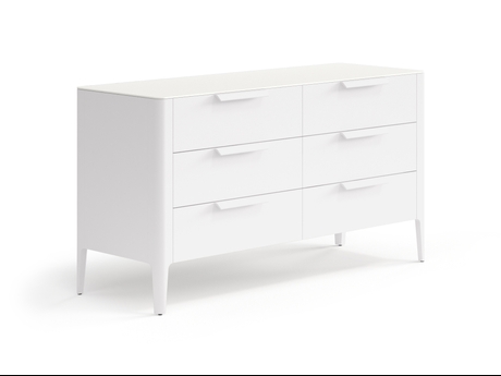 Мебель Комод Piega 6 ящиков. Цвет Матовый пудровый белый. Материал Гладкая эмаль. Коллекция Комод Piega 6 ящиков. Картинка.