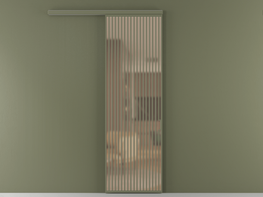 Перегородка Formato вдоль стены 1 створка АЛПР 040.06 Алюминий оливковый тёмный Сатинированное оранжевое стекло, триплекс Цена 184480 ₽  | Volhovec