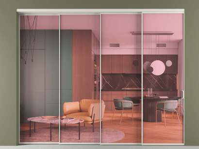 Алюминевая перегородка АЛПР 040.01_АОС_ПРОЗ РОЗ_new. Цвет Алюминий облачно-серый. Материал Алюминий в эмали. Коллекция Перегородка Formato внутри проёма телескопик синхро 3. Картинка.