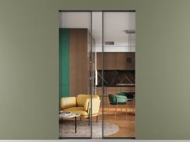 Алюминевая перегородка АЛПР 040.01 ЧРН Crystalvision. Цвет Алюминий Черный. Материал Алюминий. Коллекция Перегородка Formato скрытый пенал двустворчатая. Картинка.