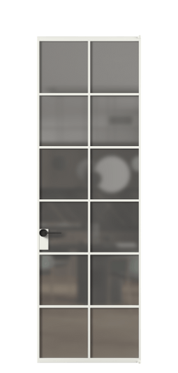 Дверь межкомнатная АЛПЛ040.05 АССР Серый сатин триплекс. Цвет Алюминий светло-серый. Материал Алюминий в эмали. Коллекция Formato. Картинка.