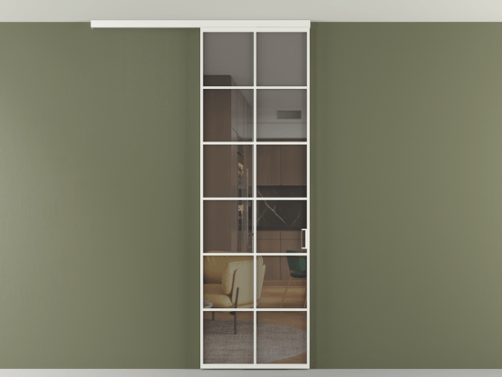 Алюминевая перегородка vd1_05 Алюминий светло-серый Серый прозрачное. Цвет Алюминий светло-серый. Материал Алюминий в эмали. Коллекция Перегородка Формато вдоль стены на потолок 1 створка. Картинка.