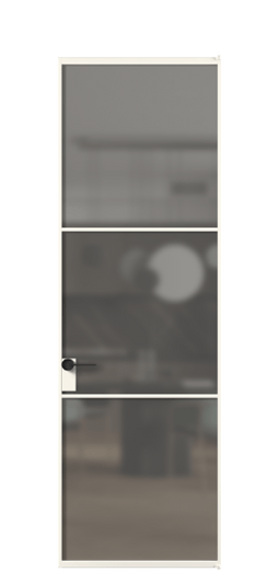 Дверь межкомнатная АЛПЛ040.03 АПБЛ Серый сатин триплекс. Цвет Алюминий пудровый белый. Материал Алюминий в эмали. Коллекция Formato. Картинка.