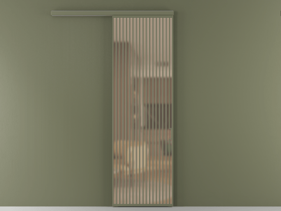 Алюминевая перегородка АЛПР 040.06_АОТ_САТ ОРАНЖ_new. Цвет Алюминий оливковый тёмный. Материал Алюминий в эмали. Коллекция Перегородка Formato вдоль стены 1 створка. Картинка.