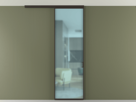 Алюминевая перегородка АЛПР 040.01_ААН_САТ ГОЛ_new. Цвет Алюминий антрацит. Материал Алюминий в эмали. Коллекция Перегородка Formato вдоль стены на потолок 1 створка. Картинка.