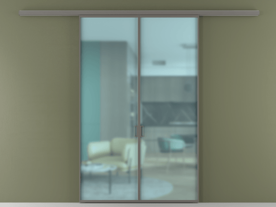 Алюминевая перегородка АЛПР 040.01_АКЛС_САТ ГОЛ_new. Цвет Алюминий классический серый. Материал Алюминий в эмали. Коллекция Перегородка Formato вдоль стены 2 створки. Картинка.