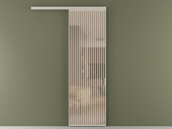 Алюминевая перегородка АЛПР 040.06_АСБЖ_САТ ОРАНЖ_new. Цвет Алюминий светло-бежевый. Материал Алюминий в эмали. Коллекция Перегородка Formato вдоль стены 1 створка. Картинка.