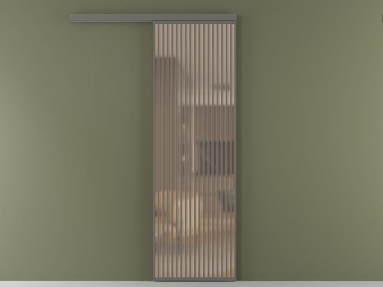 Алюминевая перегородка АЛПР 040.06_АКЛС_САТ ОРАНЖ_new. Цвет Алюминий классический серый. Материал Алюминий в эмали. Коллекция Перегородка Formato вдоль стены 1 створка. Картинка.