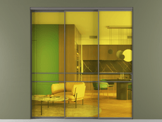 Перегородка Formato внутри проёма 3 створки с синхронным механизмом