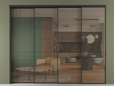 Перегородка Formato внутри проёма 4 створки с синхронным механизмом