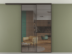 Перегородка Формато вдоль стены на потолок 2 створки с синхронным механизмом