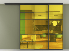 Перегородка Формато вдоль стены на потолок 3 створки с синхронным механизмом